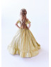Gold Sequin V Back Floor Length Flower Girl Dress Little Girl Sparkle Dress